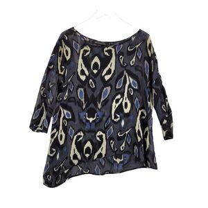 Rag & Bone Womens Silk Tunic Blouse Size XS Paisley Oversized Asymmetrical Hem
